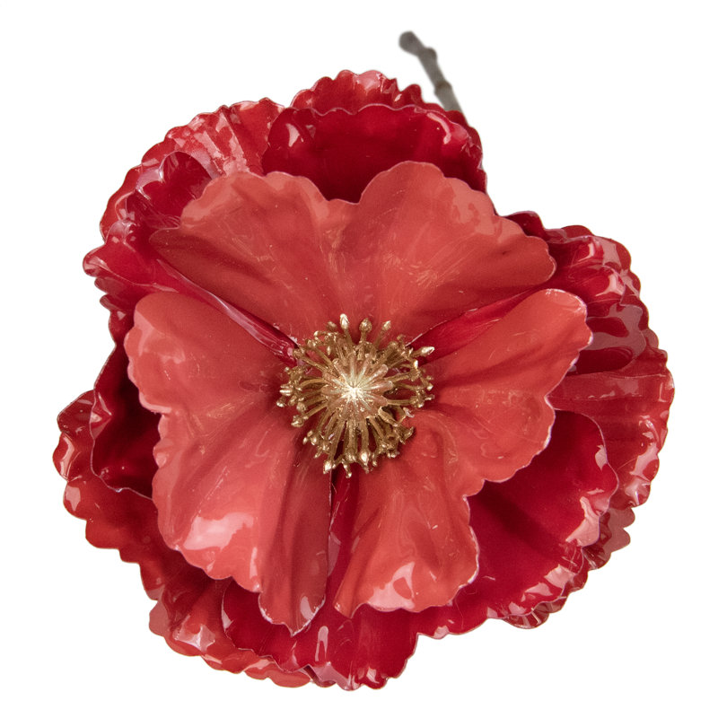 Tige de Noël artificielle 18 po coquelicot, Rose corail