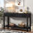 Modern Console Table With Striped Design, 2 Drawers And 2-tier Design-1410201999