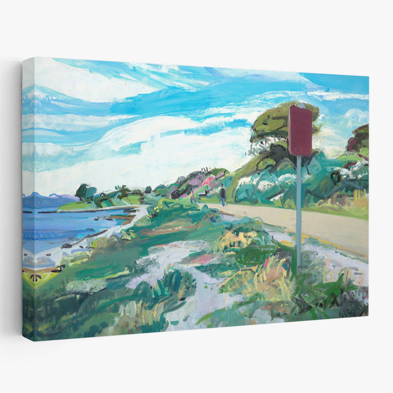 Promenade de l'ampoule au printemps - paysages bleu sarcelle bleu et art turquoise, H 60 po x l 40 po
