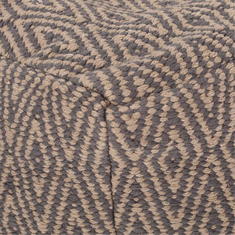 Hand - Loomed Cotton Pouf（Only One Ottoman), Gray/Brown