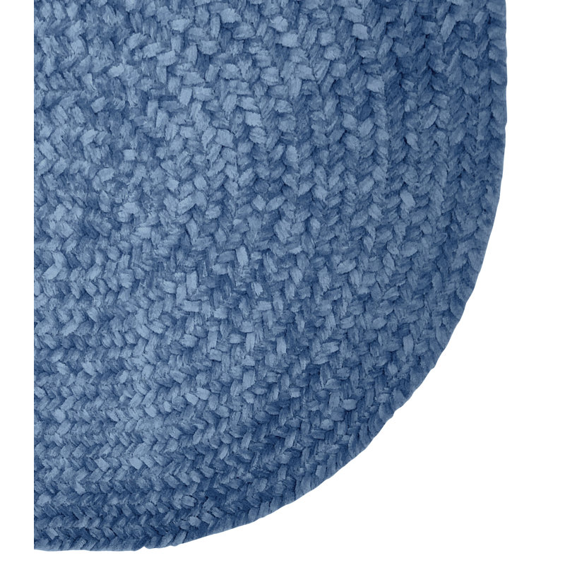 Yisroel Polyester Chenille Braided Area Rug - Smoke Blue, 96" x 96" Round
