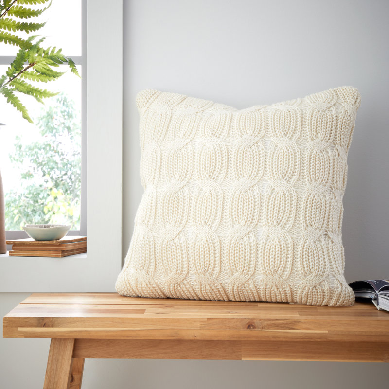 Chunky Marl Knit Cosy Cushion Cover, Cream