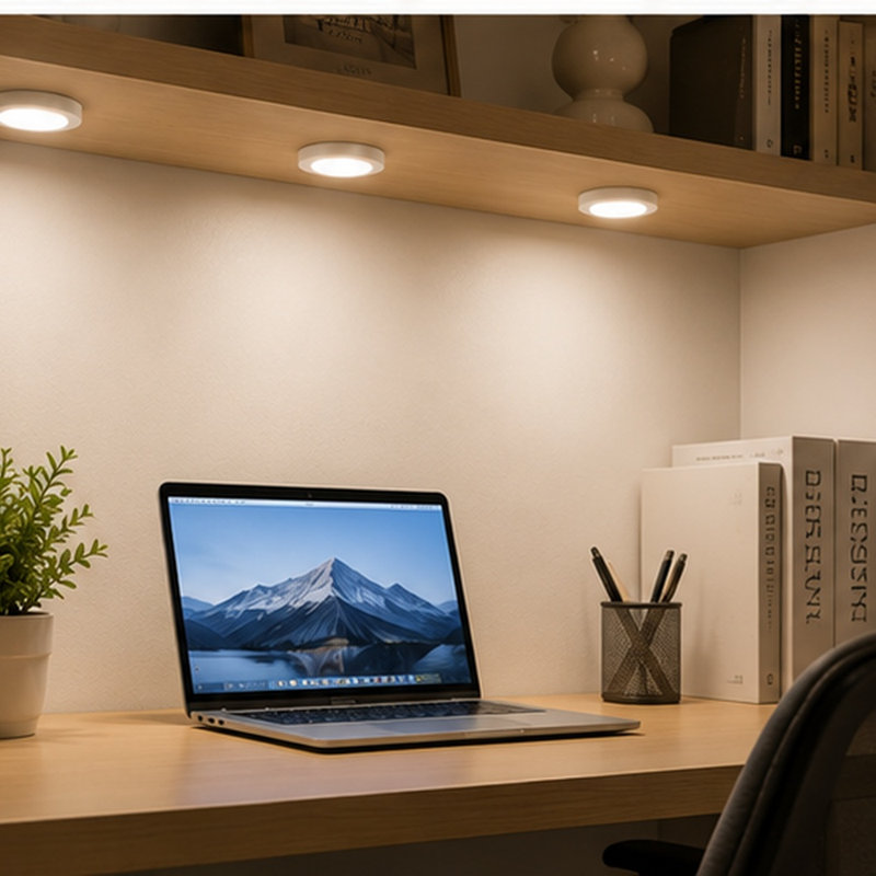 Paquet de 6 rondelles DEL VST avec gradateur tactile câblé, éclairage encastré sous l'armoire, blanc neutre 4000K