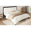 Structure de lit plateforme en bois massif avec tête de lit tapissier en velours beige, aucun sommier nécessaire-221746082-221746081