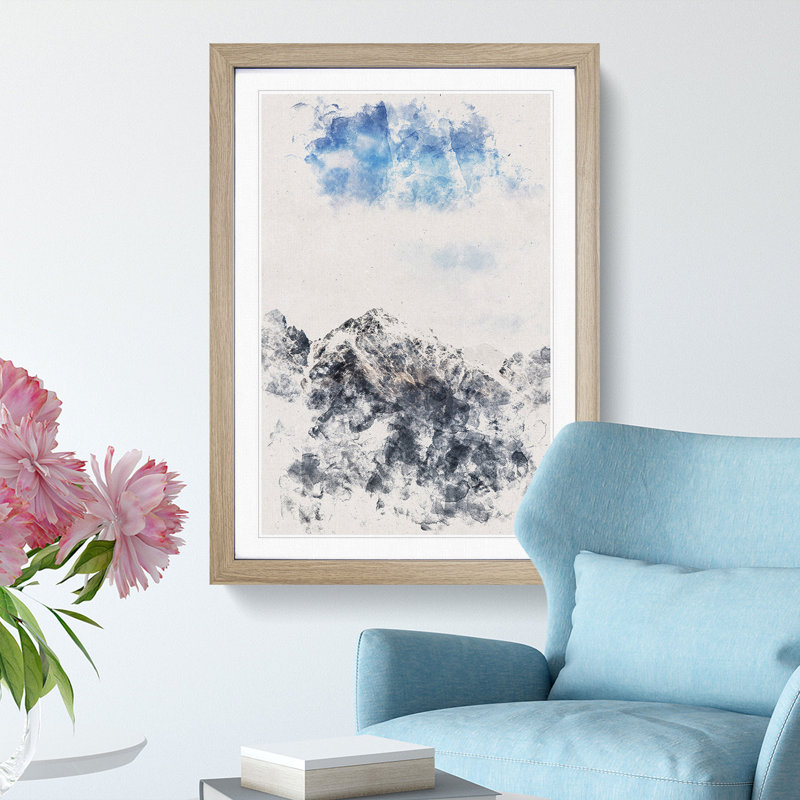 New Zealand Mountain Tops - Picture Frame Painting Print, Oak Framed, 87cm H x 62cm W x 2cm D
