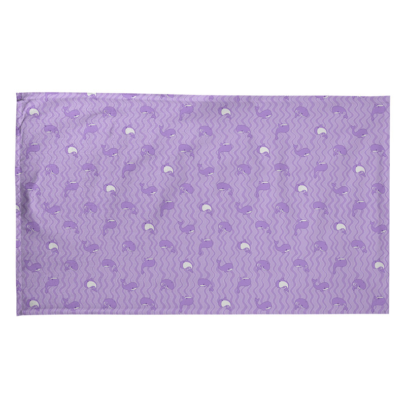 Serviette de thé à motif baleines, Polyester sergé, Mauve