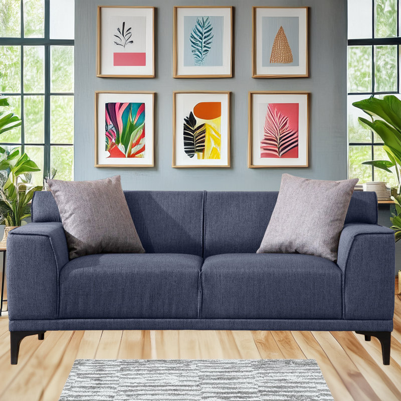 Tice Upholstered Sofa, Blue, 33.8'' H X 83.32'' W X 27.12'' D