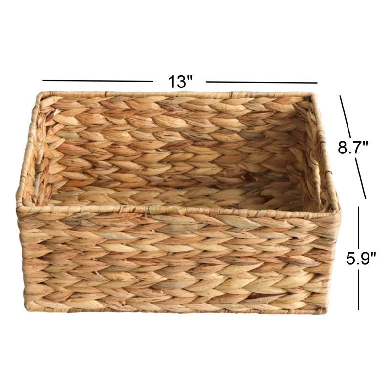 Panier rectangulaire en jacinthe d'eau - petit, H 5,9 po x l 13 po x P 8,7 po