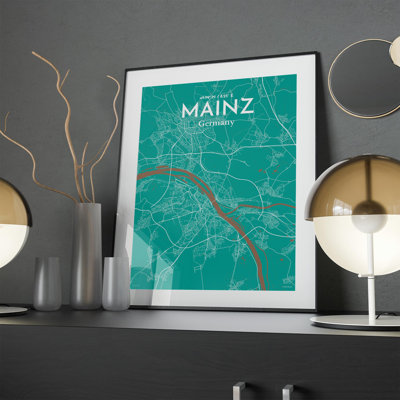 Mainz City Map In Nature - No Frame Print