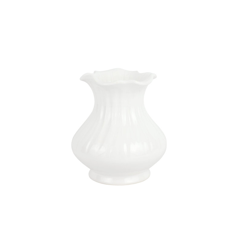 Ondulata Handmade Terra Bianca Vases, 8.25" H x 7.75"  W x 7.75" D, White