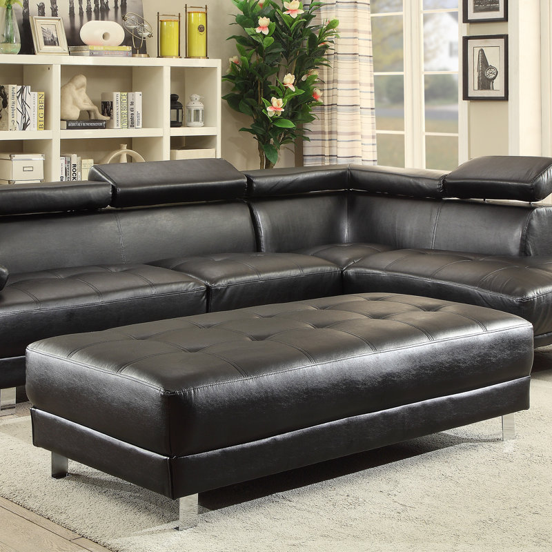 Repose-pieds Mraz 737A82383974496C91E58E16E940589C, noir, Similicuir noir