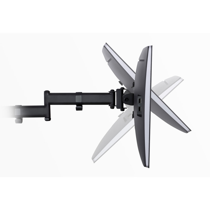 Black Adjustable Triple Monitor Desk Mount with Steel and Aluminum Arms
