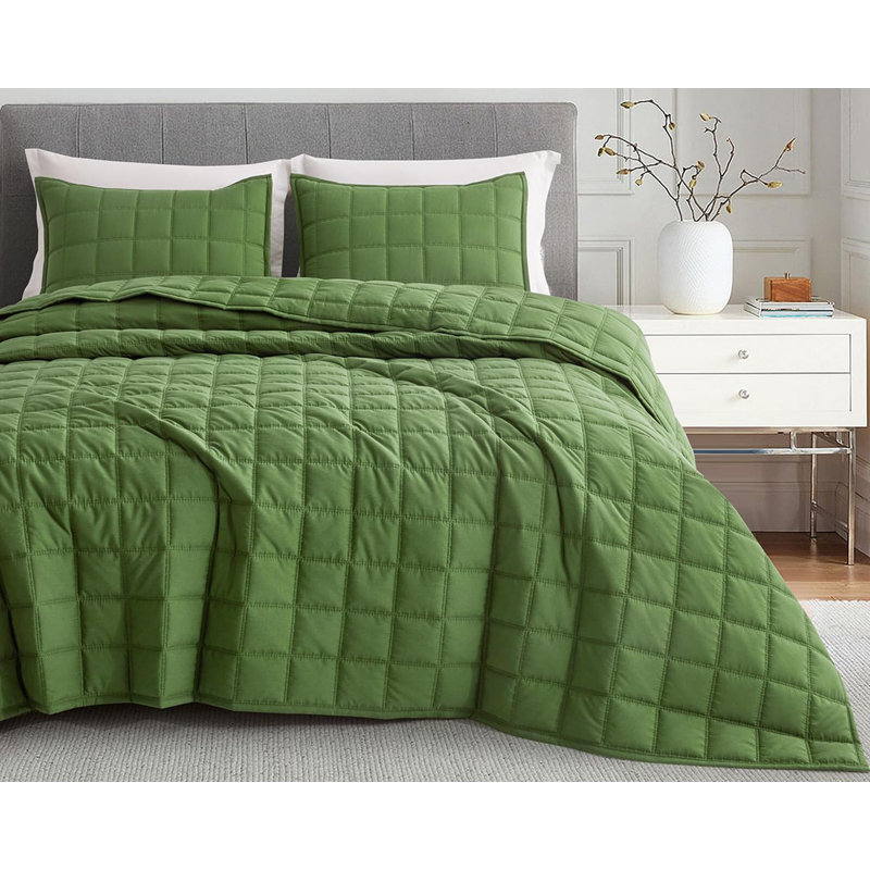 Tencel Modal Bedding Collection Cooling Blanket TENCEL Quilt Set, King Quilt + 2 King Shams, Forest Green
