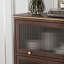 Armoire de rangement en bois de hêtre massif noyer foncé avec portes en verre cannelé
