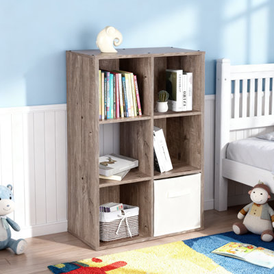 6-Cube Storage Organizer Bookcase, Freestanding Wooden Cabinet With Cubby Shelves For Home Office Bedroom, Fits 11 Inch Storage Bins