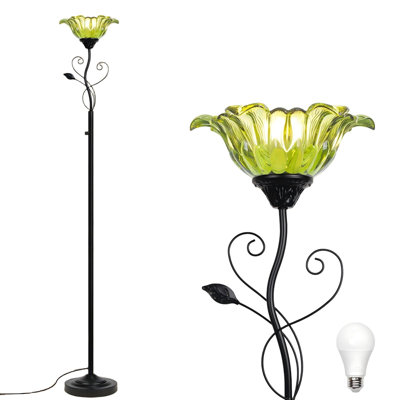 Lampe sur pied, gradateur rotatif, lampe sur pied en verre moderne, lampe sur pied à haut gradateur (noir)