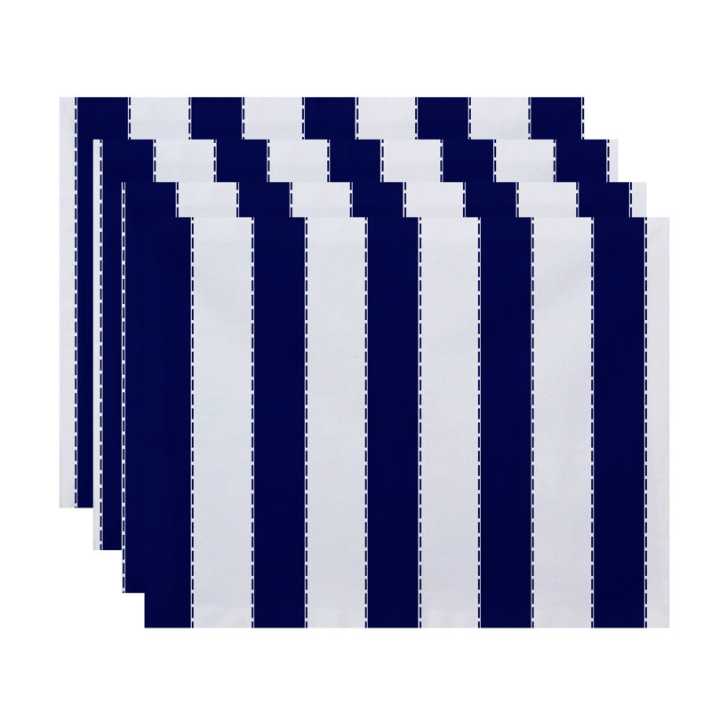 Stitch In Time Polyester Striped Rectangle Placemat, Royal Blue