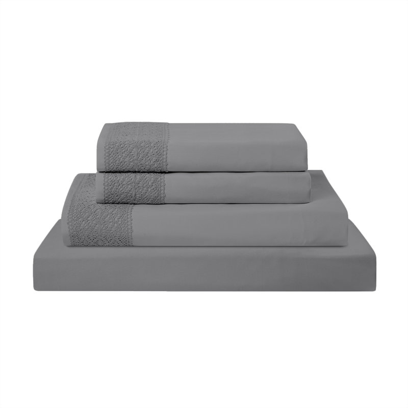 Ensemble de draps en microfibre 4 pièces Modern, Ensemble de draps pour lit double + un drap-housse, Pierre