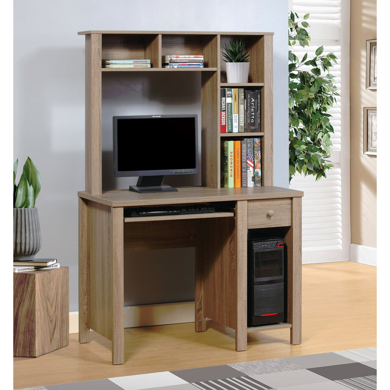 Bureau d'étudiant avec huche Bureau à domicile l 39 po Bureau d'écriture compact, Brun