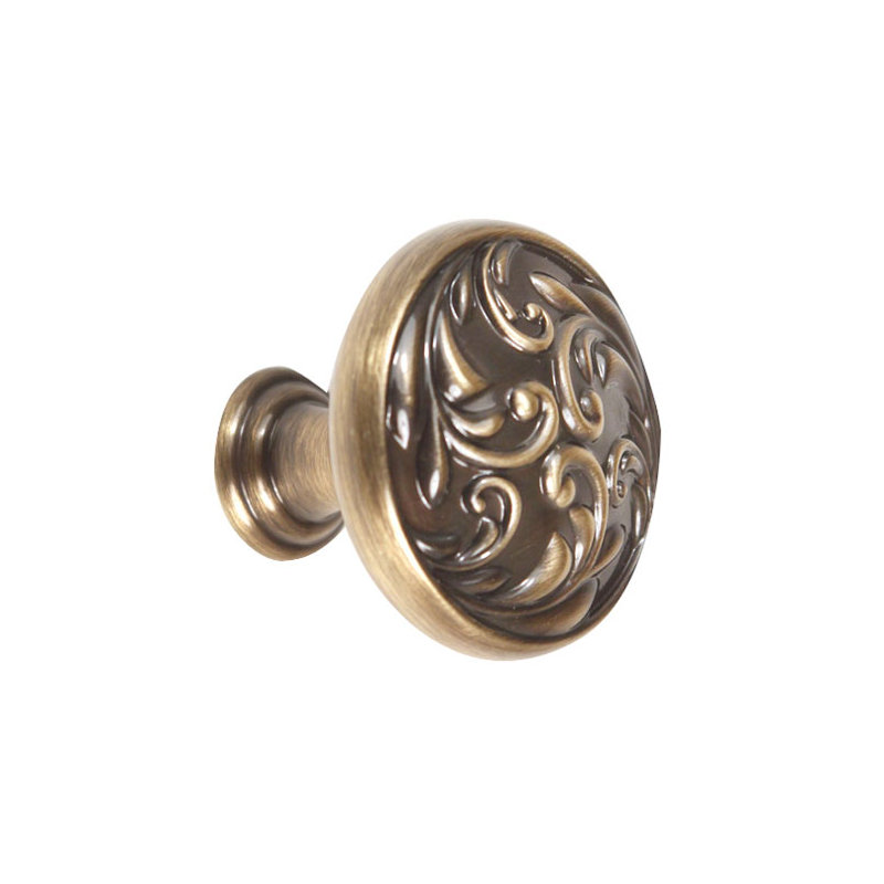 Ornate Mushroom Knob, 1.25" H x 1.25" W x 1" D, Antique English
