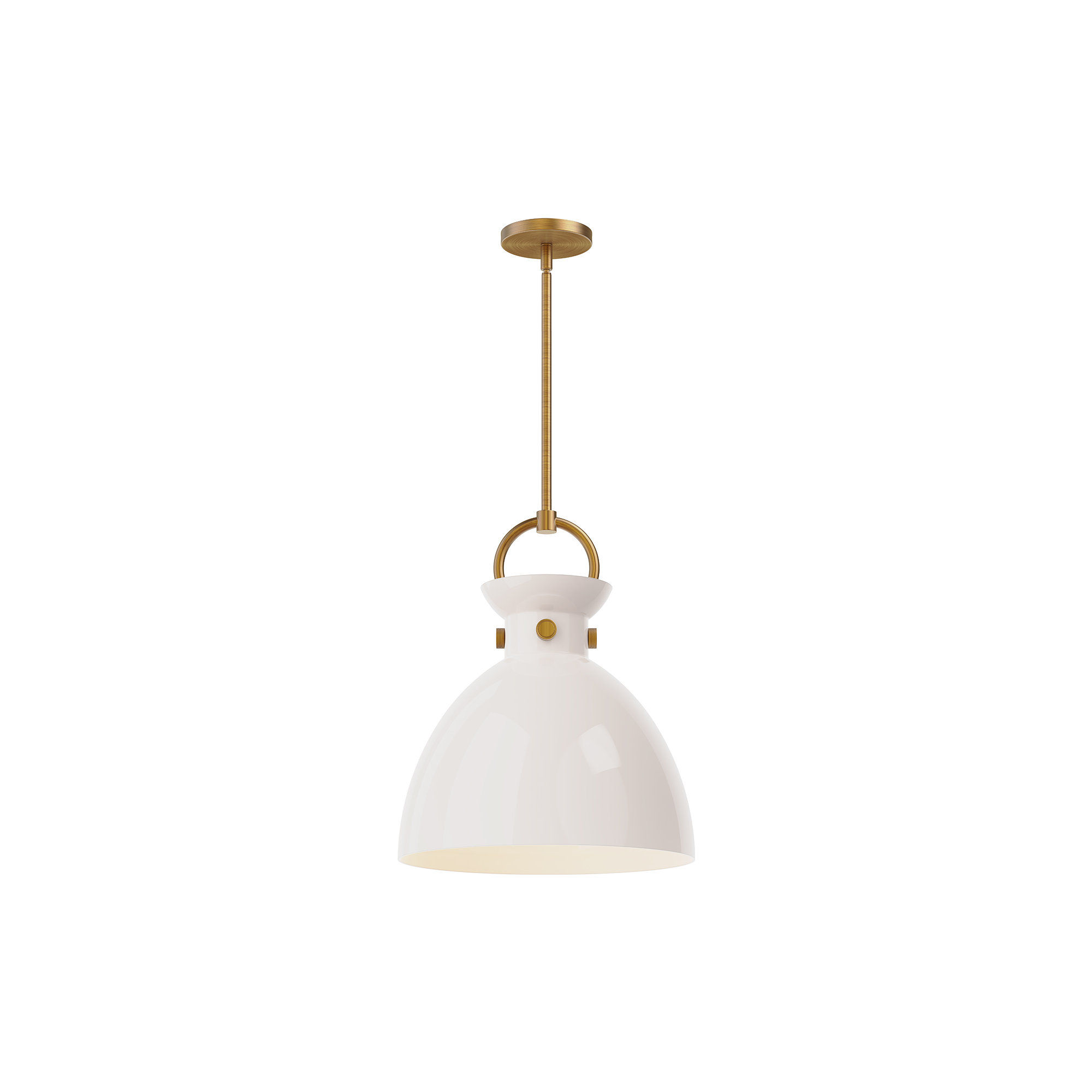 Tinka Single Light Glass Steel Pendant, 17.13" H x 14" W x 14" D, Aged Gold