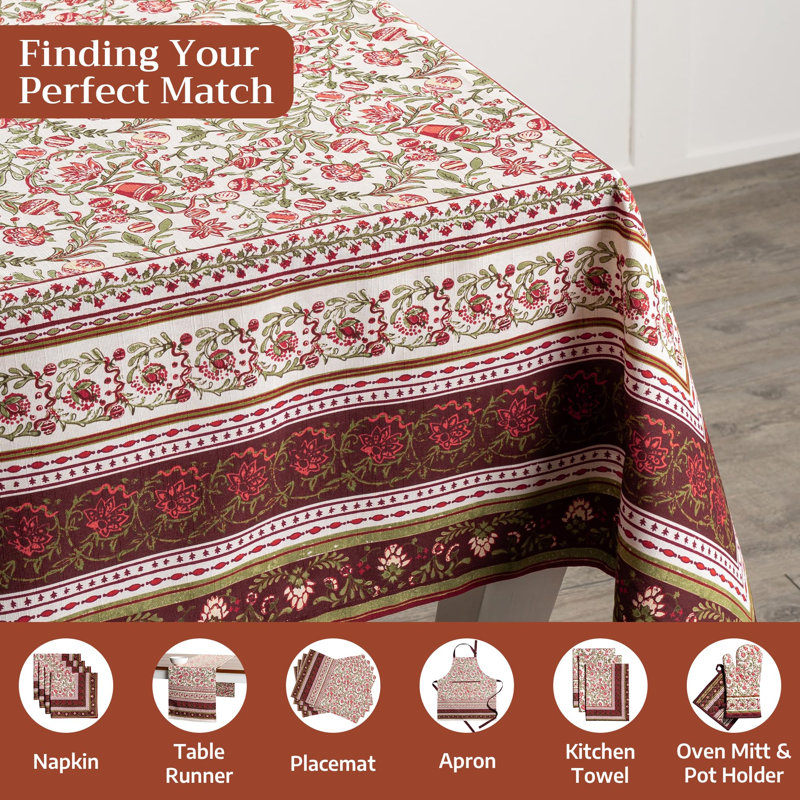 Maison d' Hermine Table Cloth Square Table 100% Cotton 60 x 60 Inches Fall Tablecloth Reusable Everyday Use for Thanksgiving Christmas Decorations Dining Farmhouse Party (Reveillon Au Jardin)