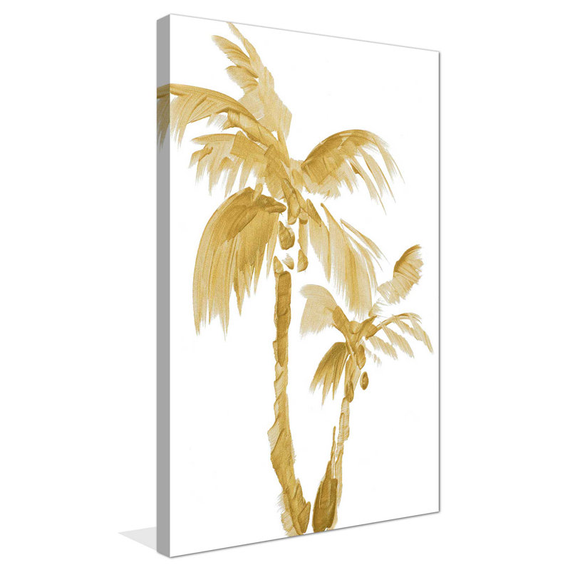 Gold Palms IV by Lanie Loreth - Print on Canvas, 30" H x 18" W x 1" D, Wrapped Canvas