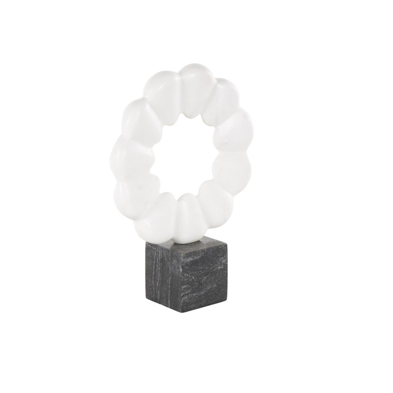 Cole And Grey Marble Floral Inspired Ring Geometric Sculpture With Black Block Base