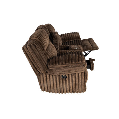 Living Room Contemporary Chocolate Corduroy 1pc Motion Loveseat w Console Storage Box Reclining Couch