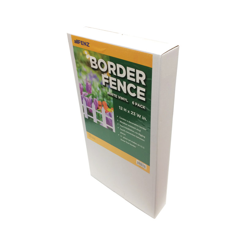 White Vinyl Freestanding Picket Garden Fence, 12 x 23 Inches