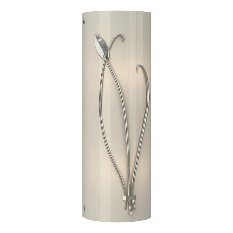 Leaf 2 - Light Flush Mounted Sconce, Ivory Art Glass, Sterling, Left