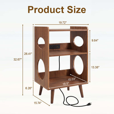 Meuble pour platine vinyle avec rangement pour disques vinyles, station de recharge, ports USB et présentoir pour pochettes d'albums, idéal pour le salon.