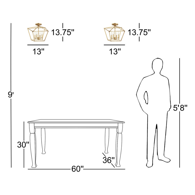 Arletta Semi Flush Mount, Gold Leaf