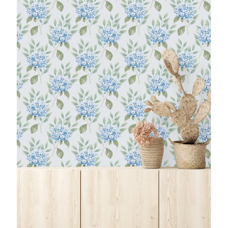 Carreau de papier peint petites fleurs bleues L 10,4 pi x l 25 po