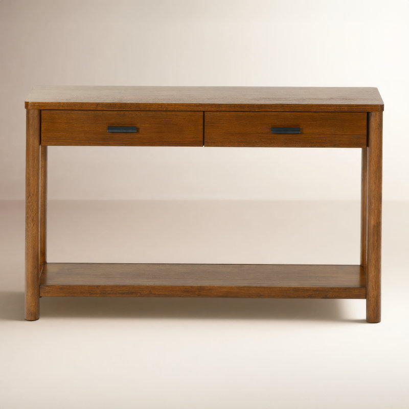 Kaplan Wood 2 Drawer Console Table, Medium Oak