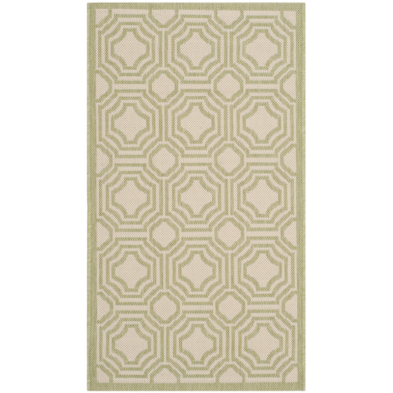 Arneshia Geometric Green/Beige Area Indoor/Outdoor Area Rug, Rectangle 5'3" x 7'7"