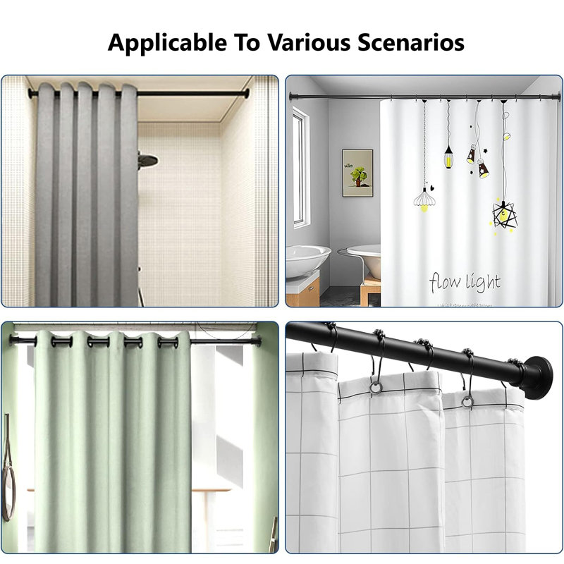 Adjustable Matte Black Stainless Steel Tension Shower Curtain Rod