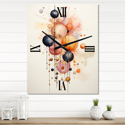 Horloge murale géométrique surdimensionnée à distance Circurlar en rose rétro III