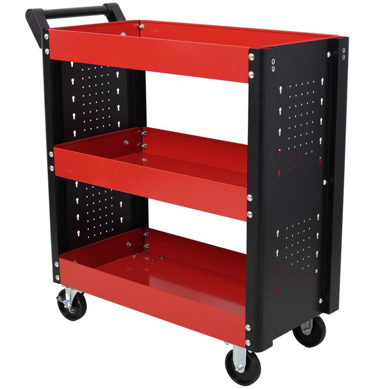 Chariot à outils sur roulettes 3 niveaux, Rouge