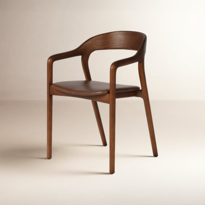 Kayla Leather Dining Armchair, Sonoma Coco, Umber Ash
