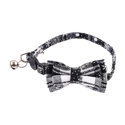 Collier de Noël doux en tissu doux avec nœud pour petits chiens moyens, décoration de fête et cadeau, noir 9,8 à 12,6 po