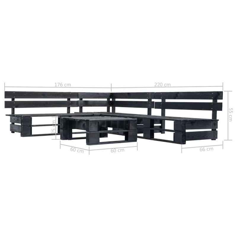 Armaghan Solid Wood 4 - Person Seating Group, Black