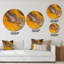 Rivière grise dans un paysage de marbre jaune - art mural moderne en cercle métallique-68856525