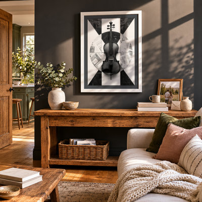 Violin Symmetry Modern - Framed Print