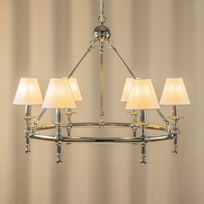 Lustre en roue de chariot 6 lumières avec abat-jour pour salle à manger Abdijabar
