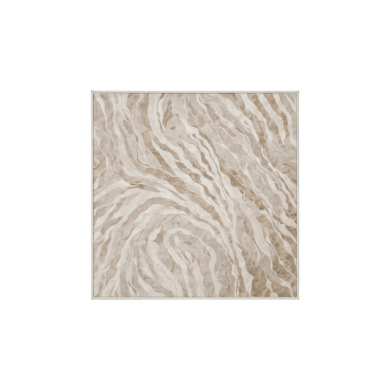 Tapis beige soyeux et moelleux, Carré 8 pi