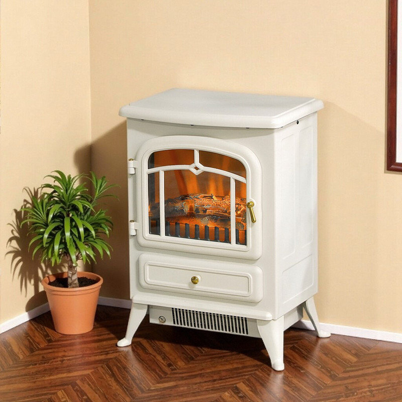22" Freestanding Electric Fireplace Heater Stove W/ Realistic LED Flames Overheat Protection 750W/1500W 16.25" X 11" X 21.5"