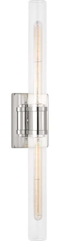 Keaton Two Light Vanity, Clear Fluted, Chrome, 30" H x 5" W x 3.63" D