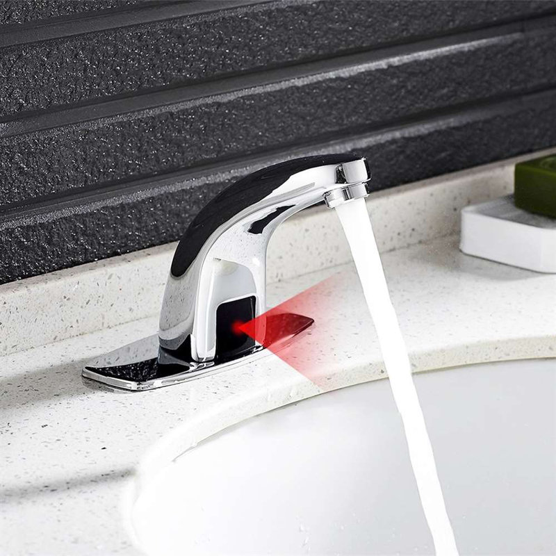 Robinet électronique sans contact FontanaShowers, finition chromée, fixation sur plateau, laiton massif, conforme ADA