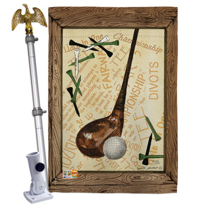Strike A Golf Ball 2-Sided Polyester 40"" H x 28"" W Flag set -  Breeze Decor, BD-SP-HS-109059-IP-BO-02-D-US18-SB